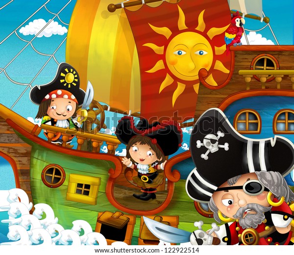 Pirates Treasure Hunt Illustration Children Stock Illustration 122922514