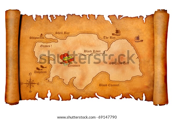 パーチメントの海賊の宝地図 のイラスト素材