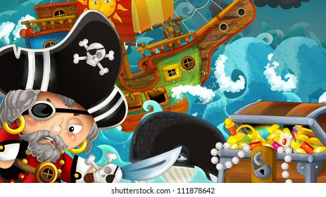 Pirates Weapons Ships Illustration Children 5 Stock Illustration ...