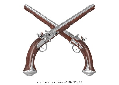 Old Worn Farmer Flintlock Pistol 3d Stock Illustration 1246781860