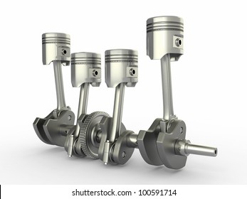 Pistons Crankshaft Four Cylinder Engine 3d Stock Illustration 100591714 ...