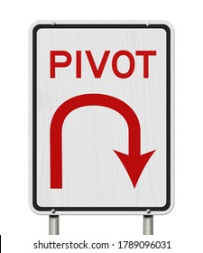 Pivot Road Sign With U-turn Arrow Icon Isolated On White 3D Illustration