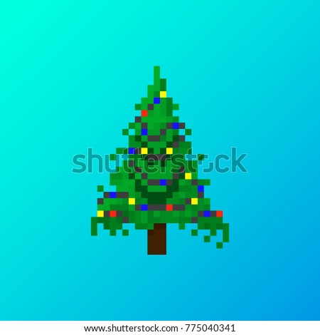 pixel angry christmas tree with garland for games and applications - Christmas Tree Decoration Games pixel angry christmas tree with garland for games and applications - Christmas Tree Decoration Games