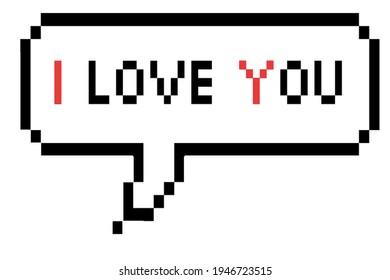 Pixel Art 8-bit I Love You Message - Isolated Illustration