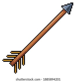 Pixel Art Arrow Item For Game 8bit On White Background
