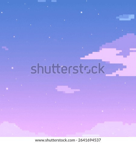 Pixel art background with a gradient of blue and purple. The background features a pixelated texture with blue and purple hues. Pink aesthetic background with copy space.