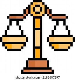 Pixel Art Balance Scales Symbol Justice Item For 8bit Game On White Background


