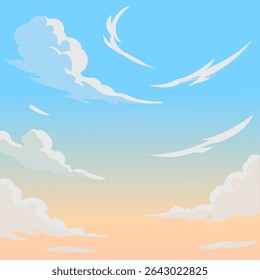 Pixel Art of Cloudy Sky Gradient Illustration