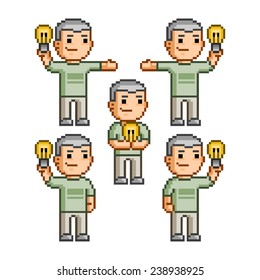 Pixel art collection of different characters geniuses