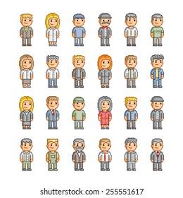 Pixel Art Collection Of Smiling People