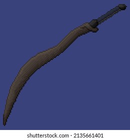 Pixel Art Of Curved Sword