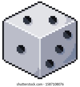 
Pixel art dice vector 8bit game icon White Background