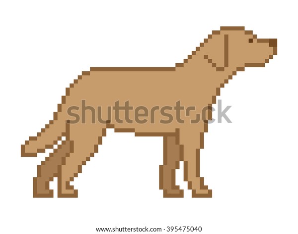 Pixel Art Dog On White Background Stock Illustration 395475040