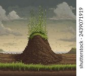 pixel art of a grass seed piercing through the soil, by mike lasove on 500px, in the style of andreas achenbach, oliver jeffers, ominous vibe, uhd image, pegi nicol macleod, stock photo, tumblewave
