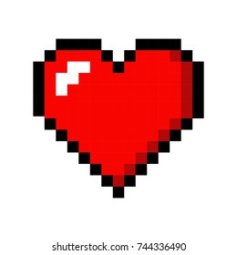 Pixel Art Heart Love Color Icon Valentine Set