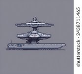pixel art, a mix of the USS Enterprise E and an Imperial Star Destroyer