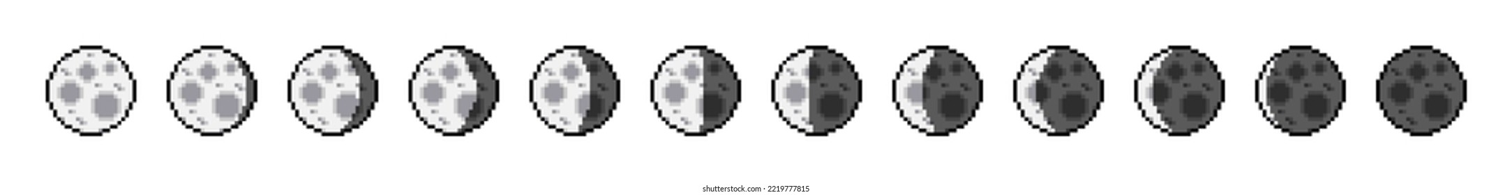 Pixel Art Moon Phases Landscape