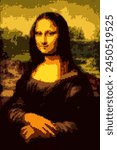 Pixel Art, Portrait of Mona Lisa, Leonardo da Vinci.  Creative artwork, pixel art, World