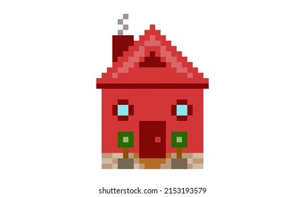 Pixel Art Red House Chimney Stock Illustration 2153193579 | Shutterstock