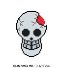 Pixel Art Skeleton Face Isolated White Stock Illustration 2147985433 ...