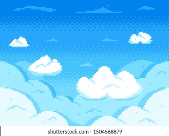 Pixel Art Sky Clouds 8bit Skyline Stock Illustration 1504568879 ...