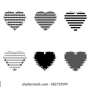 Pixel Ascii Hearts