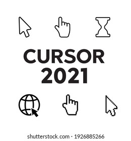 Pixel Cursors Icons. Mouse Computer Cursor. Hand Arrow Web Cursor