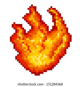 Pixel Fire Burning Flame Isolated On Stock Illustration 151284368 ...