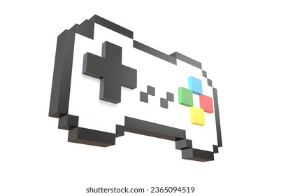 pixel game controller 3d model render image