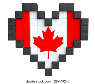 Pixel Heart Canada Flag On White Stock Illustration 126449243 ...