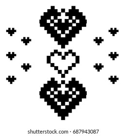 Pixel Heart Cross Stitch. Valentine S Day Embroidery.