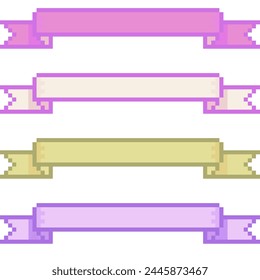 Pixel illustration of 4 title ribbons in retro color  - Powered by Shutterstock