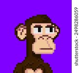 A pixel image of a ape with its calm face, made using the Pixel Brush application.