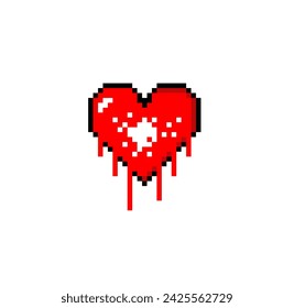 pixel image of a melting red heart which means that we have been seduced - Powered by Shutterstock