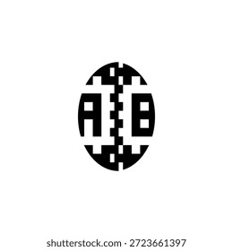 Pixel Logo Concept Bold Unique Design AB Monogram Initial Alphabet Alphabet