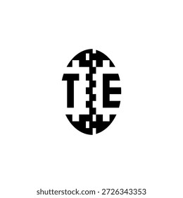 Pixel Logo Concept Bold Unique Design TE Monogram Initial Alphabet Alphabet