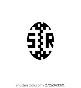Pixel Logo Concept Bold Unique Design SR Monogram Initial Alphabet Alphabet