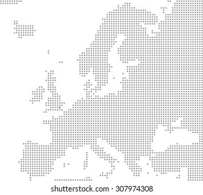 Pixel Map of Europe showing Position of city London