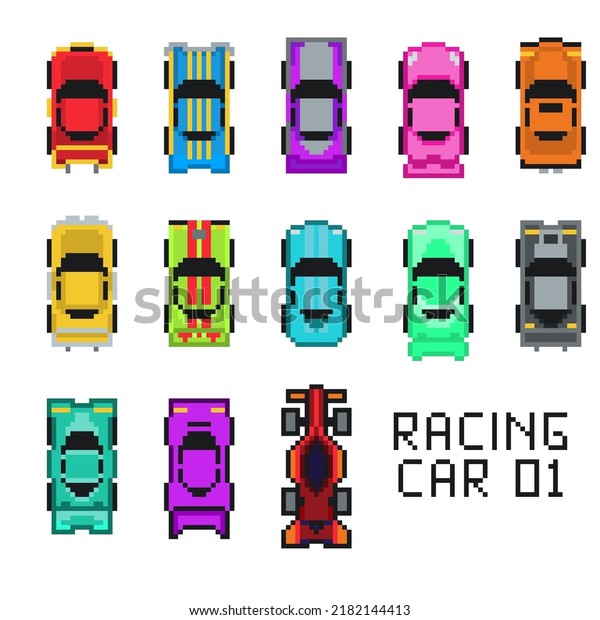 Pixel Racing Car 01, Pixel Character\'s racing car\'s\
for game 8 bit