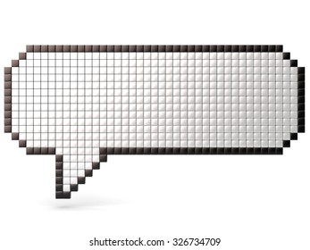 Pixel speech bubble made of glossy cubes. 3D render illustration isolated on white background - Powered by Shutterstock - Get 15% off with code: PIKWIZARD15