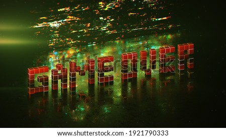 Pixel text game over. 3D render illustration