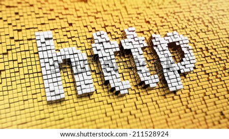 Pixelated acronym HTTP made from cubes, mosaic pattern