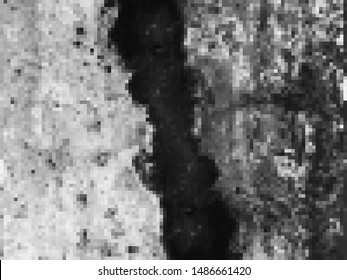 Pixelated background, abstract mosaic pattern, black and white c