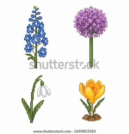 Pixelated spring flowers for creative designs now