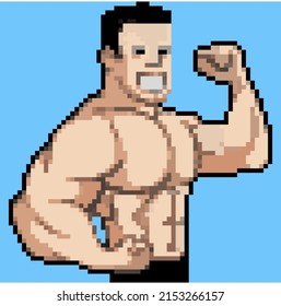 Pixelated Strong Handsome Muscle Man 