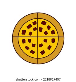 Pizza With Beef Cutlet. Design Pizza Minimalist 