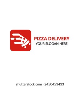 Pizza delivering logo. Piece of cake fastfood sign concept. Creative courier service icon bar, pizzeria, restaurant, cafe lunch. Isolated abstract graphic design template. - Powered by Shutterstock