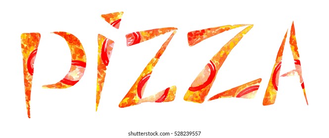 Pizza Inscription Lettering Banner Poster Menu Stock Illustration ...