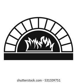 Pizza Oven With Fire Icon. Simple Illustration Of Pizza Oven With Fire  Icon For Web