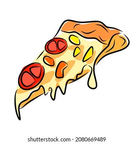 Pizza Slice Cheese Dripping Colorful Fast Stock Illustration 2080669489 ...